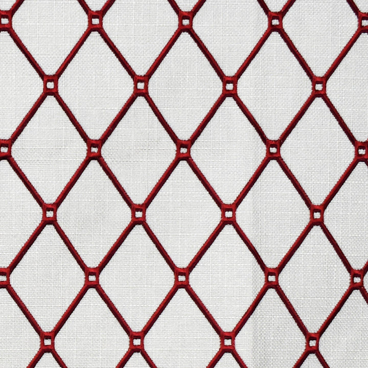 F2320 Carmine by Greenhouse Designer Fabric E71: greenhouse HUES 88% Polyester, 12% Acrylic With 100% Acrylic Embroidery China 9,000 double rubs </p><p>Repeat: 2.7" H, 3.9" V 58" - Swanky Fabrics -