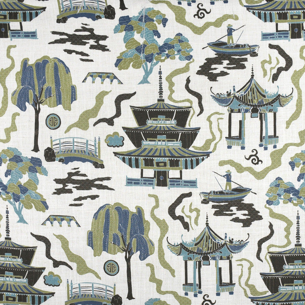 F2812 Lilypad by Greenhouse Designer Fabric 95% Polyester, 5% Linen China 50,000 double rubs </p><p>Repeat: 27" H, 27" V 58" - Swanky Fabrics -