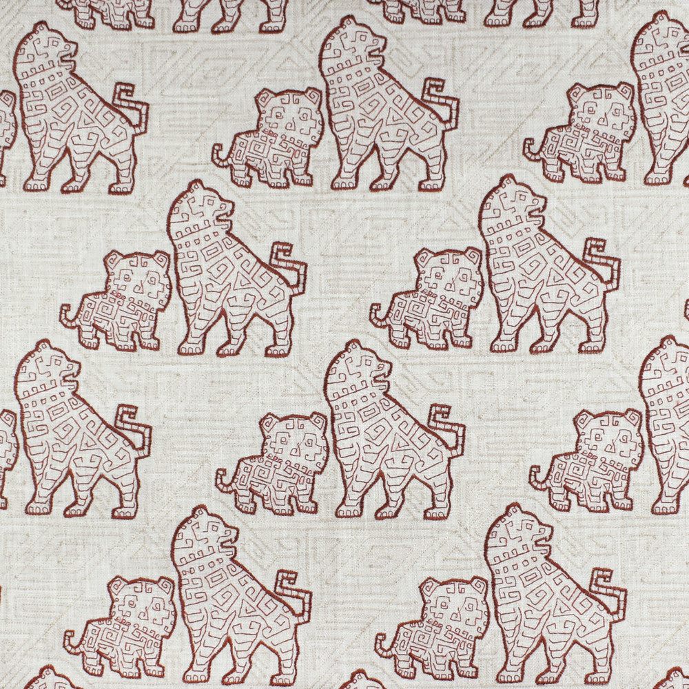 F2842 Carmine by Greenhouse Designer Fabric 95% Polyester, 5% Linen With 100% Rayon Embroidery China 9,000 </p><p>Repeat: 10.75" H, 11.75" V 60" - Swanky Fabrics -
