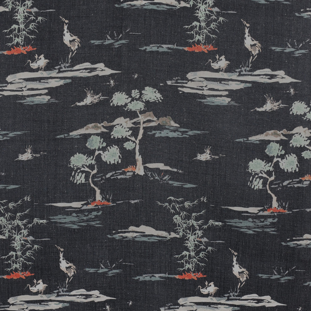 F2847 Black by Greenhouse Designer Fabric 95% Polyester, 5% Linen China 50,000 </p><p>Repeat: 14" H, 17.5" V 58" - Swanky Fabrics -