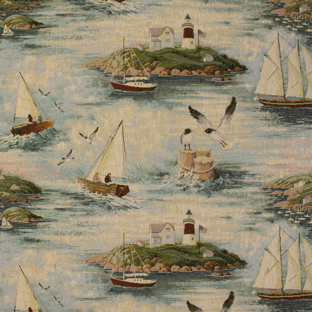 F5689 Coastal by Greenhouse Designer Fabric 52% Cotton, 48% Polyester China 30,000 </p><p>Repeat: 14.7" H, 26.5" V 59" - Swanky Fabrics -