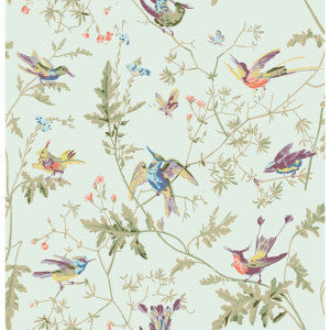 Cole & Son Fabric Hummingbirds Cotton Print Duck Egg