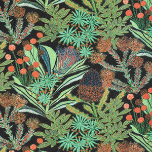 Thibaut Fabric Protea Print Black F81762