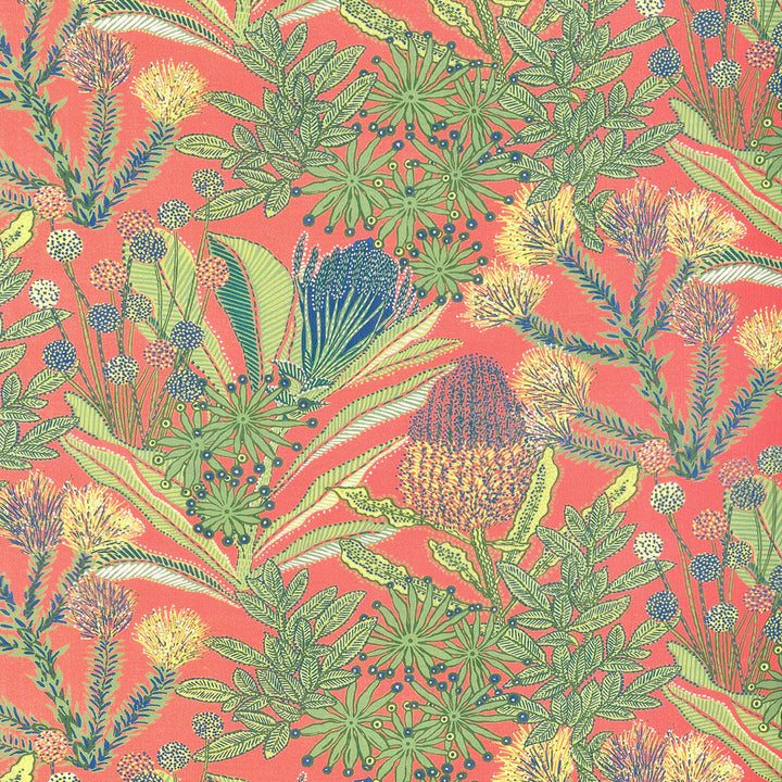 Protea Print Coral F81763  by Thibaut Fabric Thibaut Fabric Protea Print Coral F81763 Fabric SOLEIL U.S.A </p><p>Repeat: H: 27 in (68.58 cm), V: 25.25 (64.14 cm) 54 in  (137.16 cm) - Fabric Carolina -