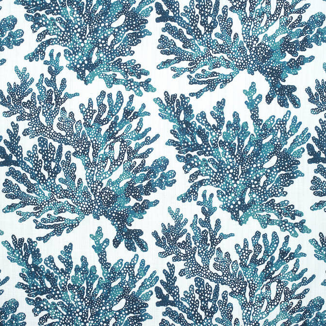 Marine Coral Navy F910124 by Thibaut Fabric Thibaut Fabric Marine Coral Navy F910124Fabric Tropics Fabric Book 90% Cotton, 10% Linen U.S.A. </p><p>Repeat: V: 25.25 54 - Fabric Carolina -