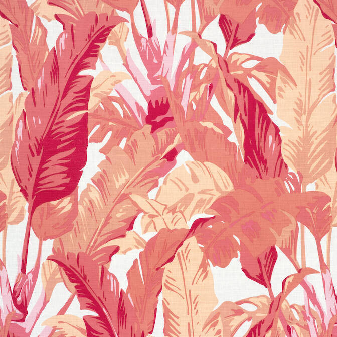 Travelers Palm Pink and Coral F910130 by Thibaut Fabric Thibaut Fabric Travelers Palm Pink and Coral F910130Fabric Tropics Fabric Book 60% Linen, 30% Cot, 10% Nylon UNITED KINGDOM </p><p>Repeat: V: 40 54 - Fabric Carolina -