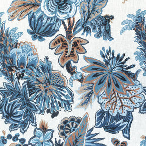 Thibaut Fabric Floral Gala Navy and White F910213