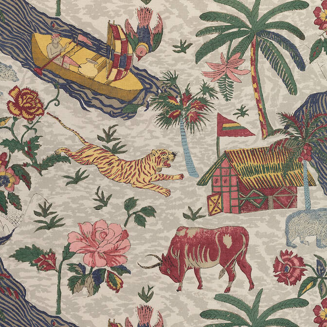 Tiger Reserve Jewel F910234 by Thibaut Fabric Thibaut Fabric Tiger Reserve Jewel F910234Fabric Colony Fabric Book 52% Cotton, 48% Linen ITALY </p><p>Repeat: V: 25 54 - Fabric Carolina -