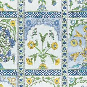 Thibaut Fabric Indian Panel Blue and Yellow F910628