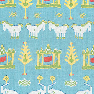 Thibaut Fabric Kingdom Parade Turquoise F910644