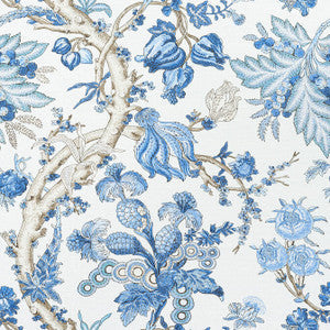 Thibaut Fabric Chatelain Blue and White F910846