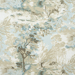 Thibaut Fabric Lincoln Toile Beige and Spa Blue F910865
