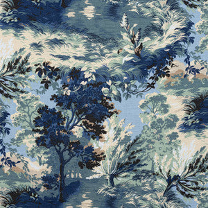 Thibaut Fabric Lincoln Toile Navy and Teal F910867