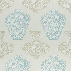 Thibaut Fabric Imari Vase Aqua and Beige F913122