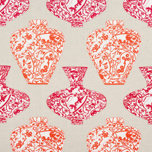 Thibaut Fabric Imari Vase Orange and Pink F913123
