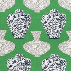 Thibaut Fabric Imari Vase Emerald Green F913125