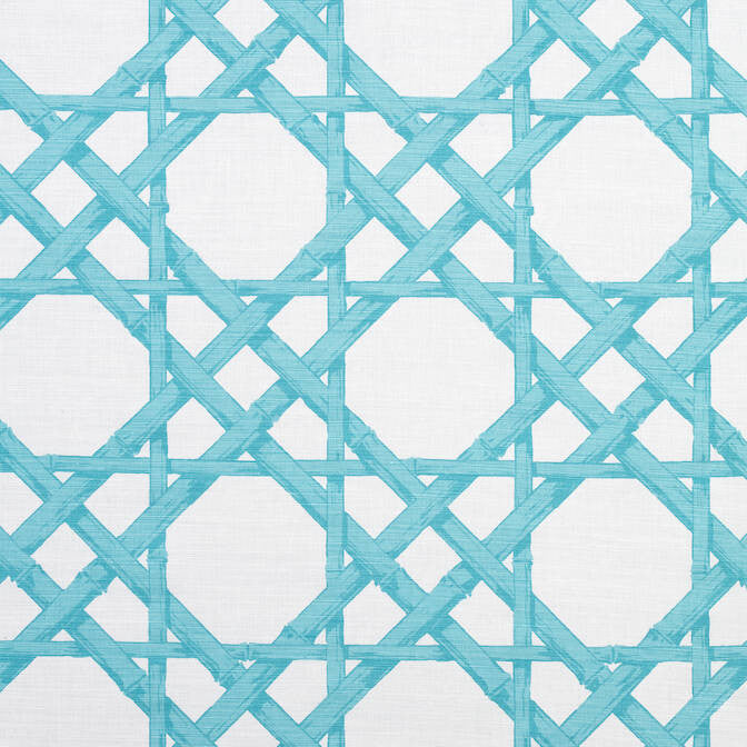 Cyrus Cane Turquoise F913143 by Thibaut Fabric Thibaut Fabric Cyrus Cane Turquoise F913143Fabric Summer House Fabric Book 55% Linen, 45% Cotton U.S.A. </p><p>Repeat: V: 27 54 - Fabric Carolina -