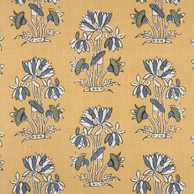 Lily Flower Harvest Gold F913202 by Thibaut Fabric Thibaut Fabric Lily Flower Harvest Gold F913202Fabric Mesa Fabric Book 100% Linen THAILAND </p><p>Repeat: V: - 54 - Fabric Carolina -
