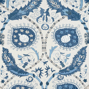 Thibaut Fabric Lewis Blue and Beige F913218