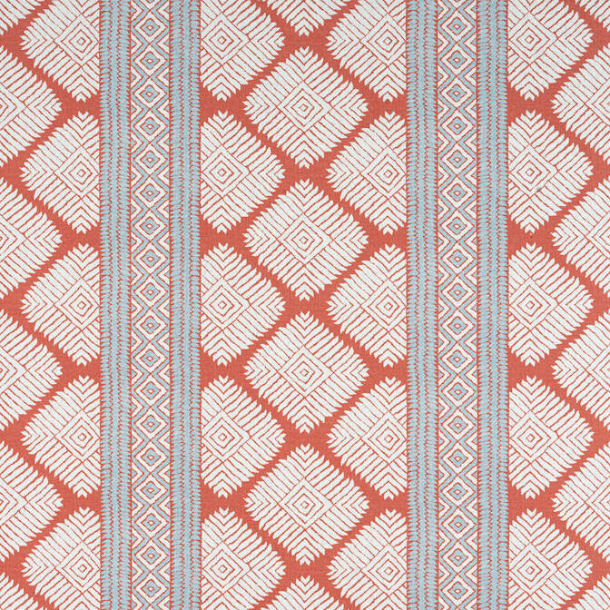 Austin Coral and Spa Blue F913248 by Thibaut Fabric Thibaut Fabric Austin Coral and Spa Blue F913248Fabric Mesa Fabric Book 100% Linen ITALY </p><p>Repeat: V: - 54 - Fabric Carolina -