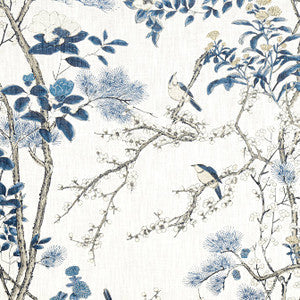 Thibaut Fabric Katsura Blue and White F913619