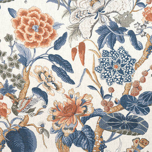 Thibaut Fabric Hill Garden Brick and Navy F913655