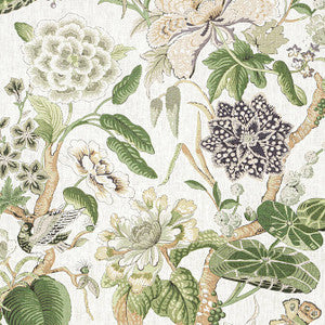 Thibaut Fabric Hill Garden White and Green F913656