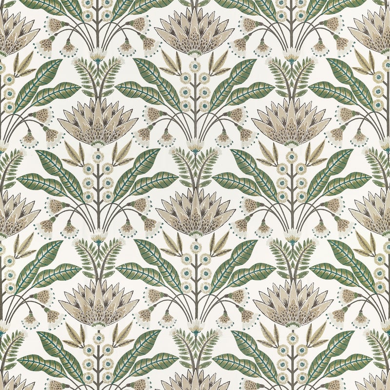 Thibaut Fabric F914610 LOTUS - Green and Beige