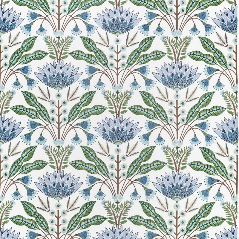 Thibaut Fabric F914612 LOTUS - Blue and Green