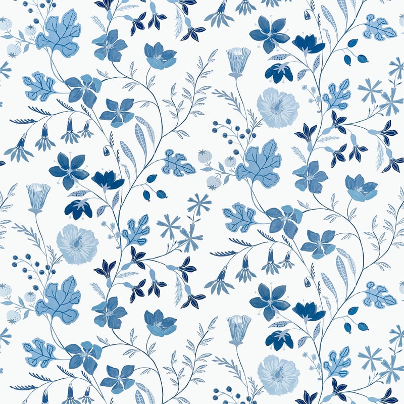 Thibaut Fabric F914626 BLOOM - Blue and White