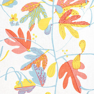 Thibaut Fabric Matisse Leaf Coral and Yellow F916206