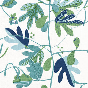 Thibaut Fabric Matisse Leaf Green and Blue F916209