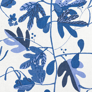 Thibaut Fabric Matisse Leaf Blue and White F916211