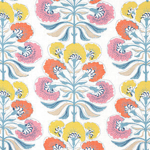 Thibaut Fabric Tybee Tree Coral and Yellow F916212