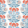Thibaut Fabric Tybee Tree French Blue and Coral F916213