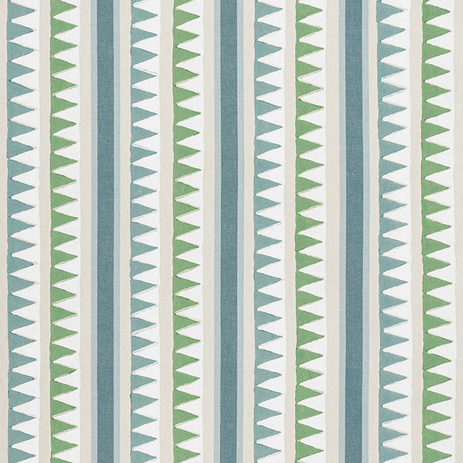 Lomita Stripe Green and Blue F916236 by Thibaut Fabric Thibaut Fabric Lomita Stripe Green and Blue F916236Fabric Kismet Fabric Book 100% Cotton INDIA </p><p>Repeat: V: 7 53 - Fabric Carolina -