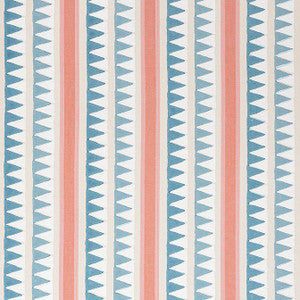 Thibaut Fabric Lomita Stripe French Blue and Coral F916237