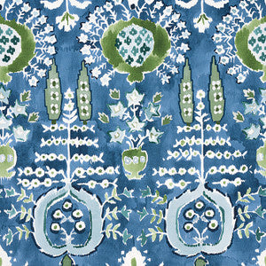 Thibaut Fabric Mendoza Suzani Blue and Green on Navy F916241
