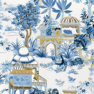 Thibaut Fabric Mystic Garden Blue and White F920821