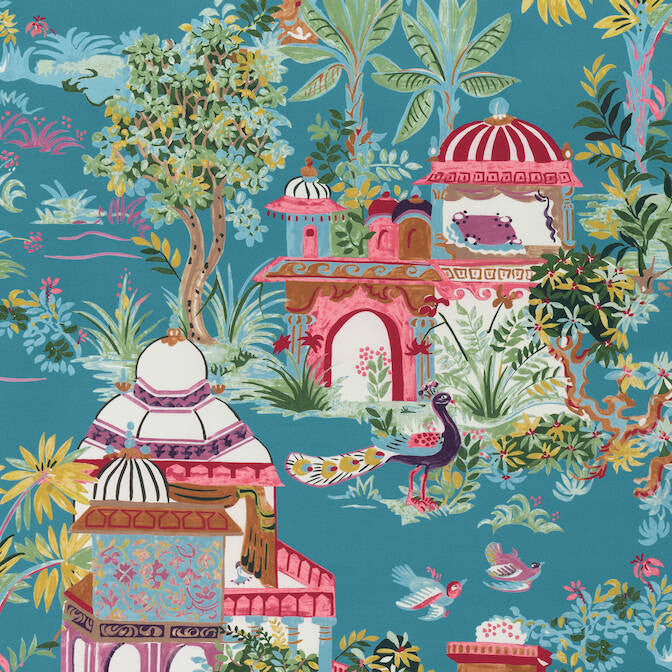 Mystic Garden Teal F920822 by Thibaut Fabric Thibaut Fabric Mystic Garden Teal F920822Fabric Eden Fabric Book 100% Cotton Sateen UNITED STATES </p><p>Repeat: V: 46 54 - Fabric Carolina -