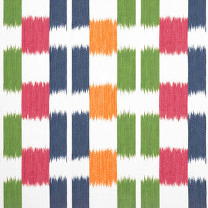Thibaut Fabric Kasuri Green and Pink F920838