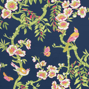 Thibaut Fabric Yukio Navy and Pink F920846