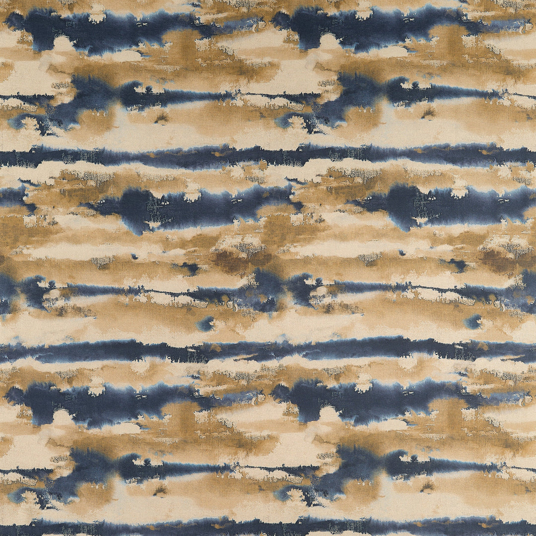 Thibaut Fabric SILVER LINING - Indigo and Gold
