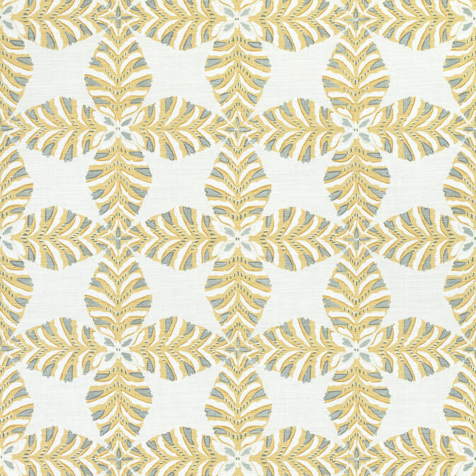 Starleaf Yellow F92970 by Thibaut Fabric Thibaut Fabric Starleaf Yellow F92970Fabric Paramount Fabric Book 51% Linen, 49% Cotton U.S.A. </p><p>Repeat: V: 12.5 54 - Fabric Carolina -