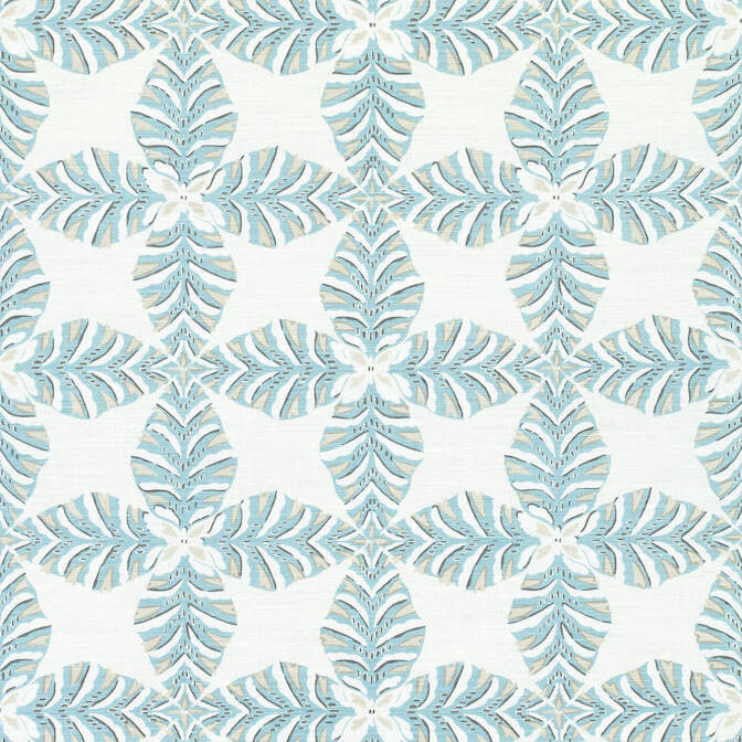 Starleaf Aqua F92972 by Thibaut Fabric Thibaut Fabric Starleaf Aqua F92972Fabric Paramount Fabric Book 51% Linen, 49% Cotton U.S.A. </p><p>Repeat: V: 12.5 54 - Fabric Carolina -