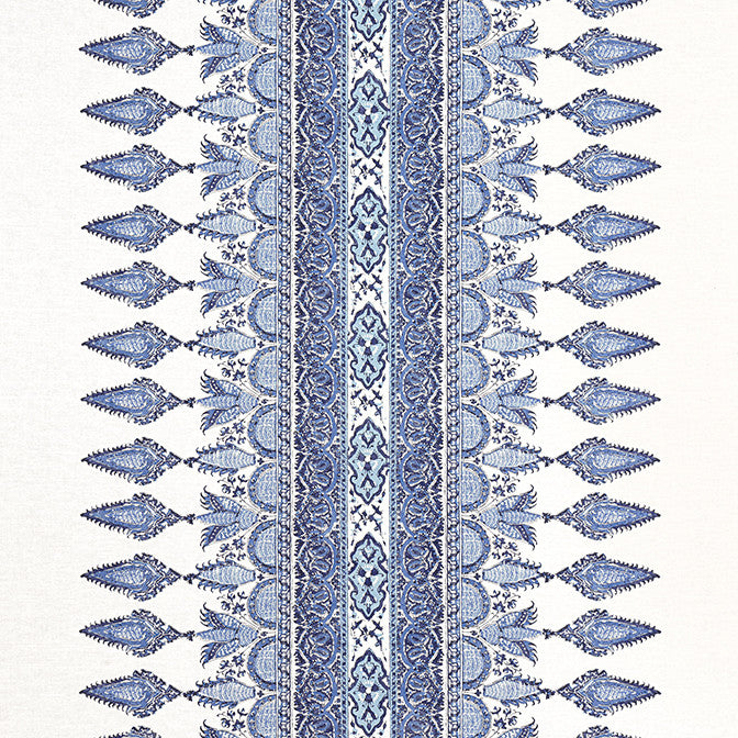 Akola Stripe Blue and White F936407 by Thibaut Fabric Thibaut Fabric Akola Stripe Blue and White F936407Fabric Indienne Fabric Book 60% Linen, 30% Cot, 10% Nylon SCOTLAND </p><p>Repeat: V: 4.5 54 - Fabric Carolina -