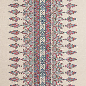Thibaut Fabric Akola Stripe Raspberry and Blue on Natural F936409