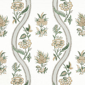 Thibaut Fabric Ribbon Floral Green F936421