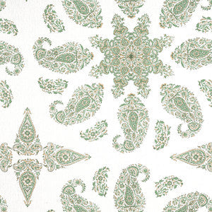 Thibaut Fabric East India Green and White F936442