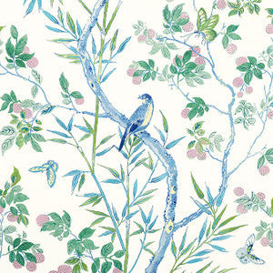 Thibaut Fabric Claire Blue and Green F942014